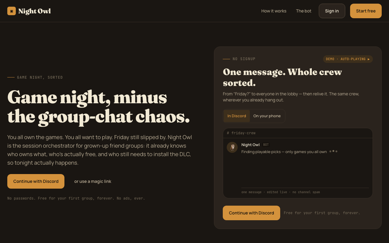 Night Owl website